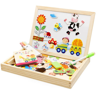 Magnetic drawing board with shapes – chalkboard, wooden design | for toddlers