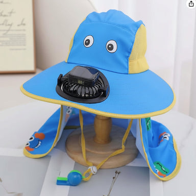 Kids' summer hat with fan – sun protection, neck flap, USB & solar | Beach wear