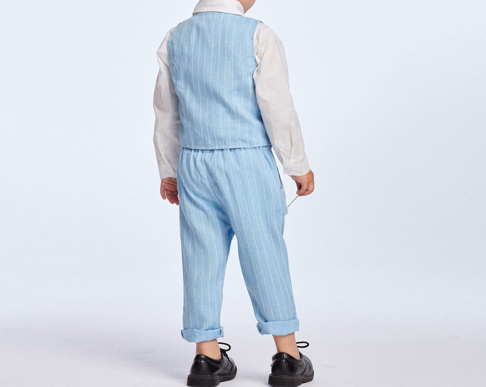 Baby boy's 3-piece party outfit – blouse, gilet & trousers | smart occasion wear