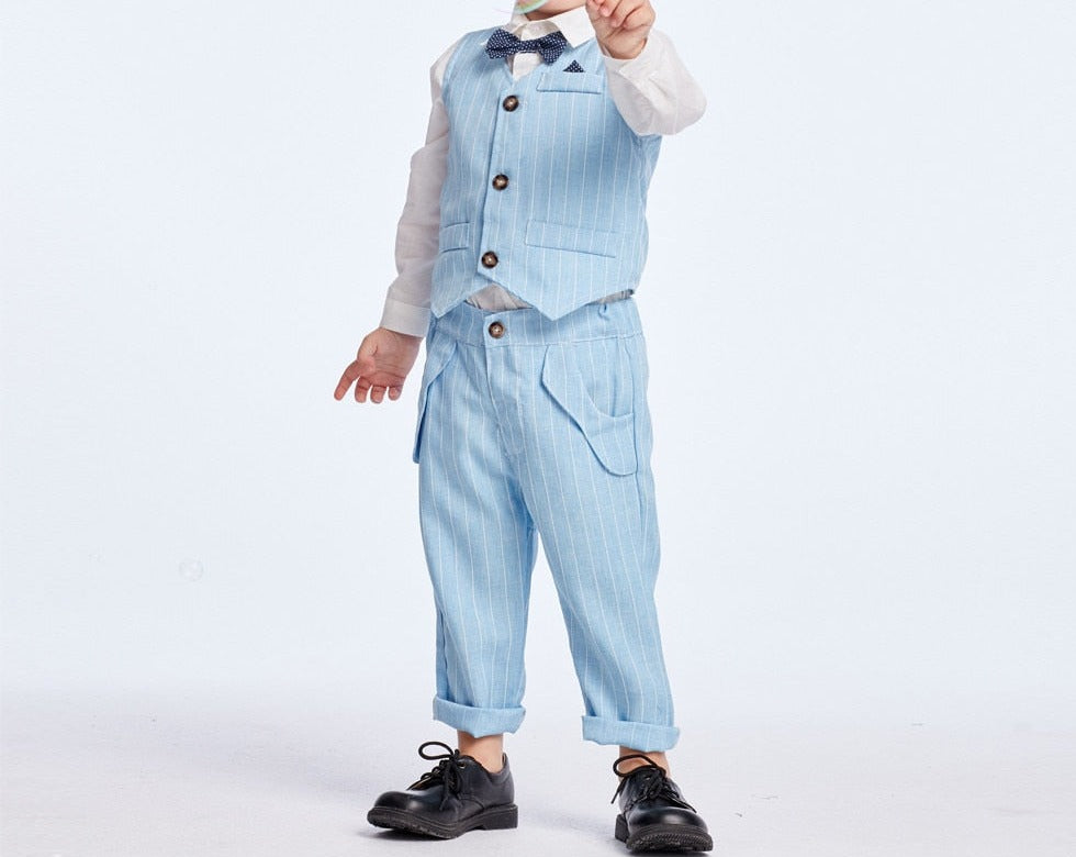 Baby boy's 3-piece party outfit – blouse, gilet & trousers | smart occasion wear