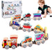 Wooden magnetic train set for imaginative play – colourful wagons, educational design | kids 3+