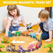 Wooden magnetic train set for imaginative play – colourful wagons, educational design | kids 3+