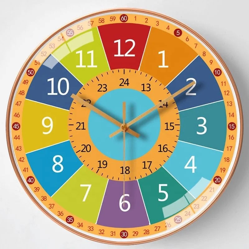 Children's wall clock for learning to tell time – clear design, easy to hang | ages 2+