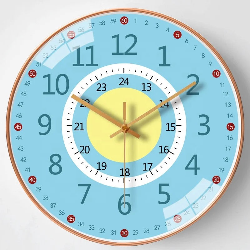 Children's wall clock for learning to tell time – clear design, easy to hang | ages 2+