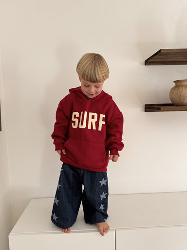 Kids' hoodie with soft fleece lining – surf print, hood, pouch pocket | Unisex