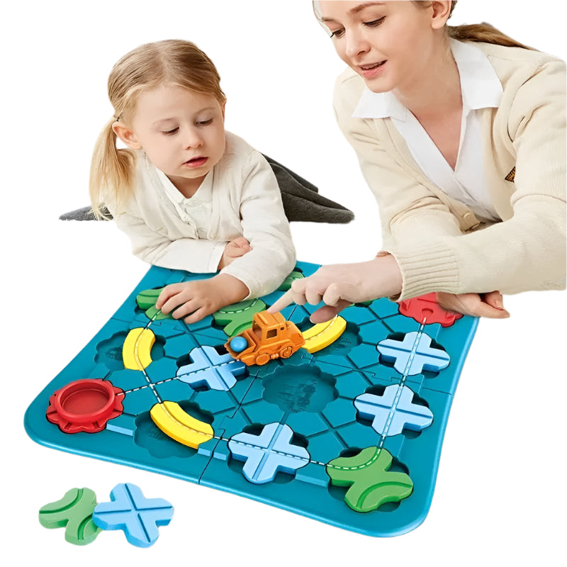 Magnetic road building set – reusable maze design, Montessori-inspired | ages 3+