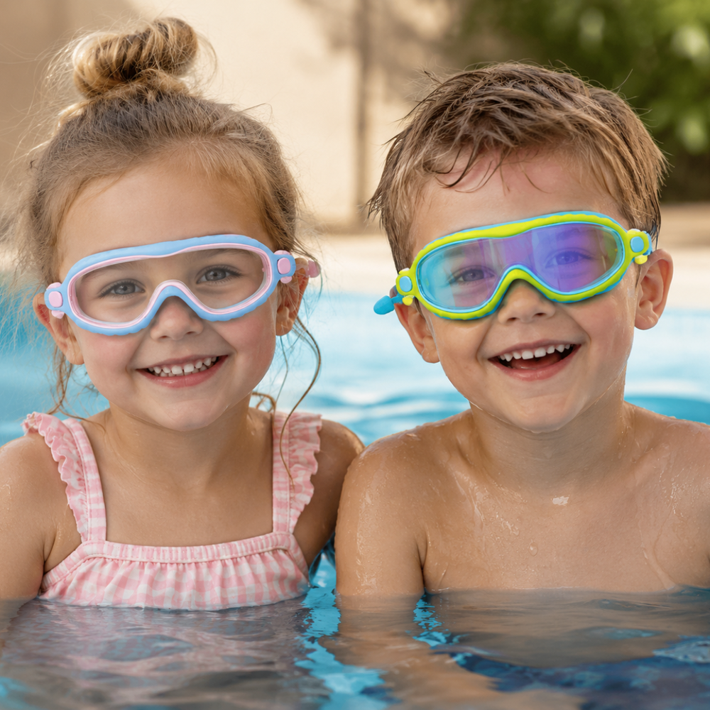 Kids' swim goggles with anti-fog & UV protection – adjustable, HD vision, ear plugs | swimming