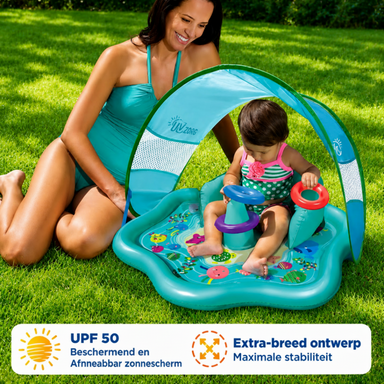 Baby paddling pool with UPF 50 sun canopy – backrest, stacking rings | For babies