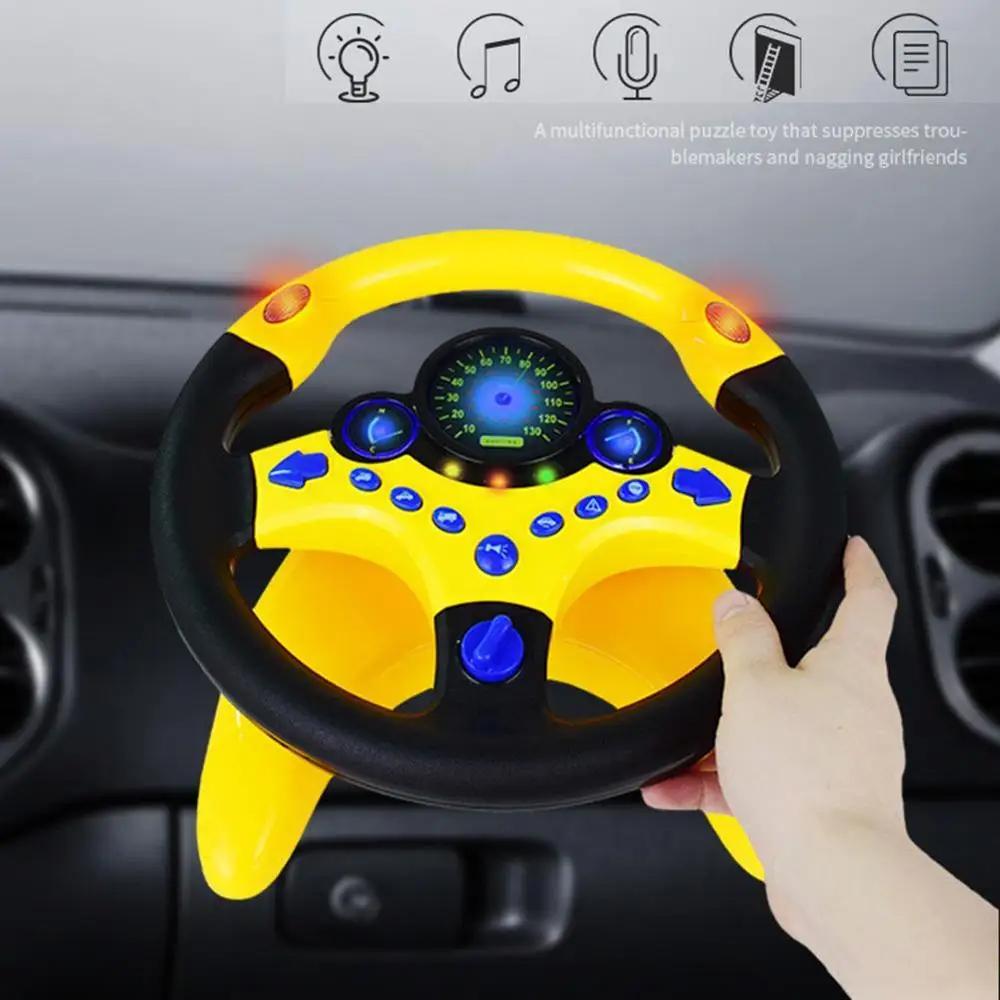 Interactive steering wheel toy with light and sound effects – suction cup, adjustable volume | kids