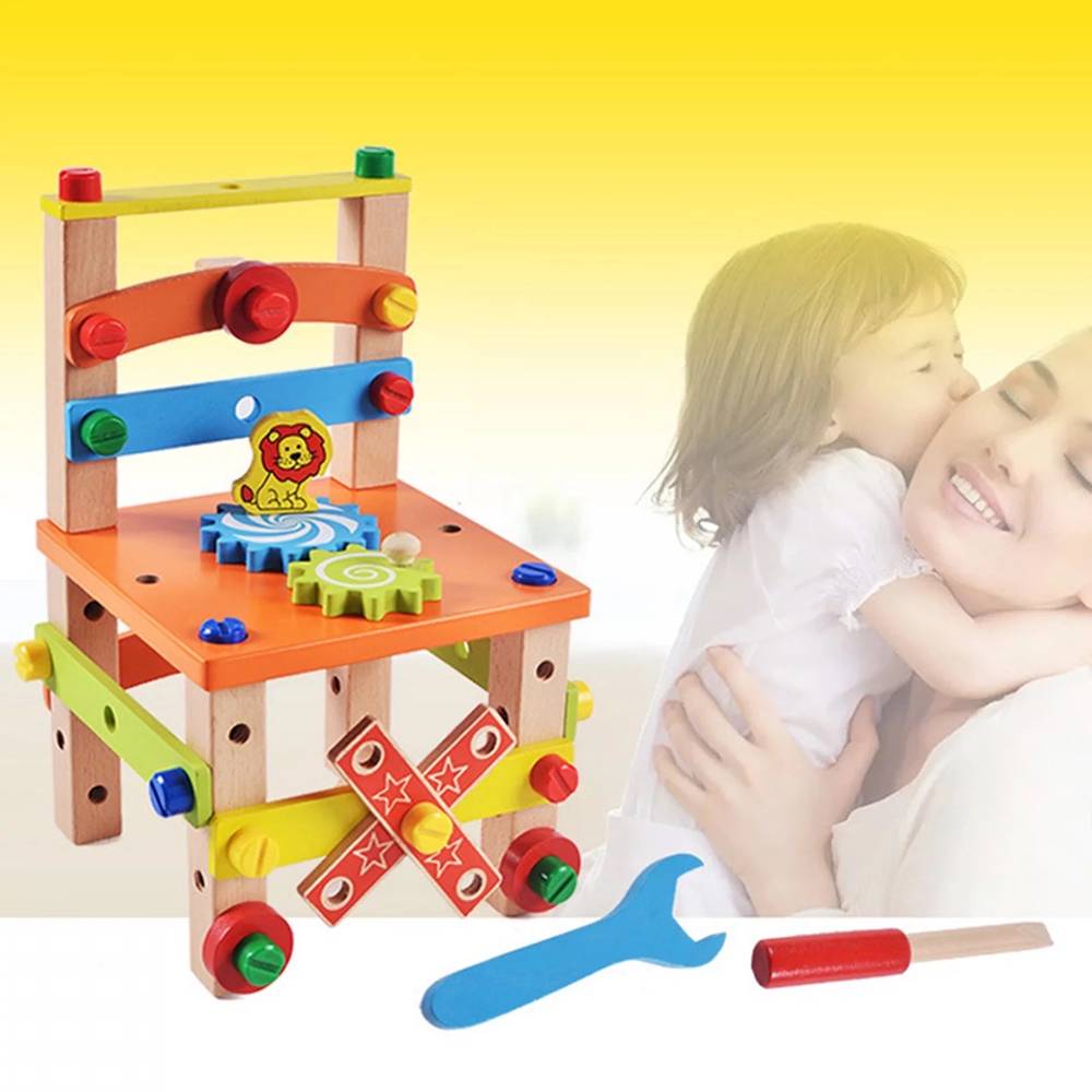 Wooden workbench for kids – 2-in-1 design, builds motor skills | Montessori toy