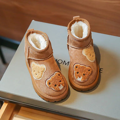 Ankle boots with bear patches – fleece lining, non-slip sole | Girls