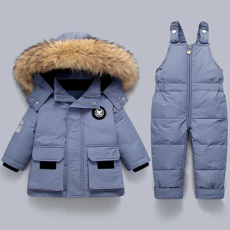 Quilted baby snowsuit for cold days – soft hood, zip fastening | winter outerwear