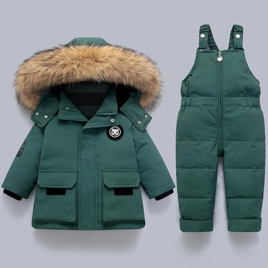 Quilted baby snowsuit for cold days – soft hood, zip fastening | winter outerwear