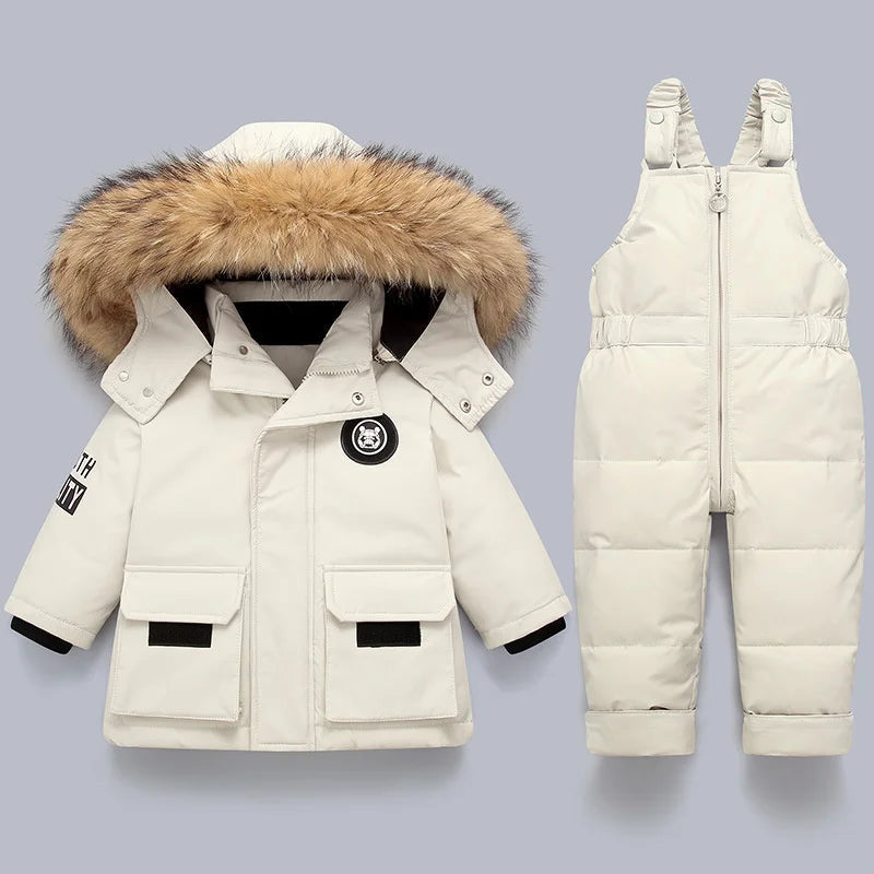 Quilted baby snowsuit for cold days – soft hood, zip fastening | winter outerwear
