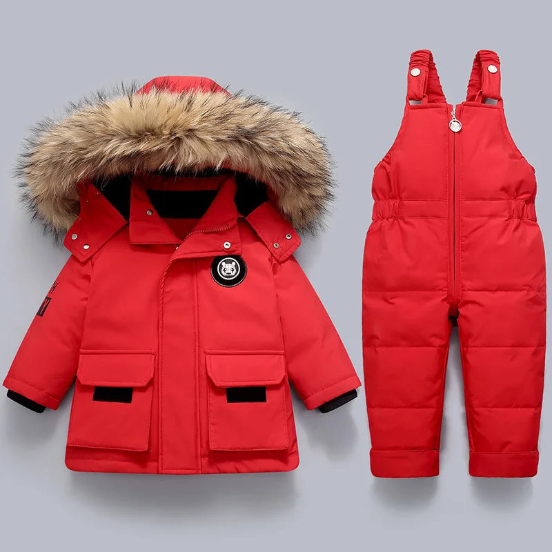 Quilted baby snowsuit for cold days – soft hood, zip fastening | winter outerwear