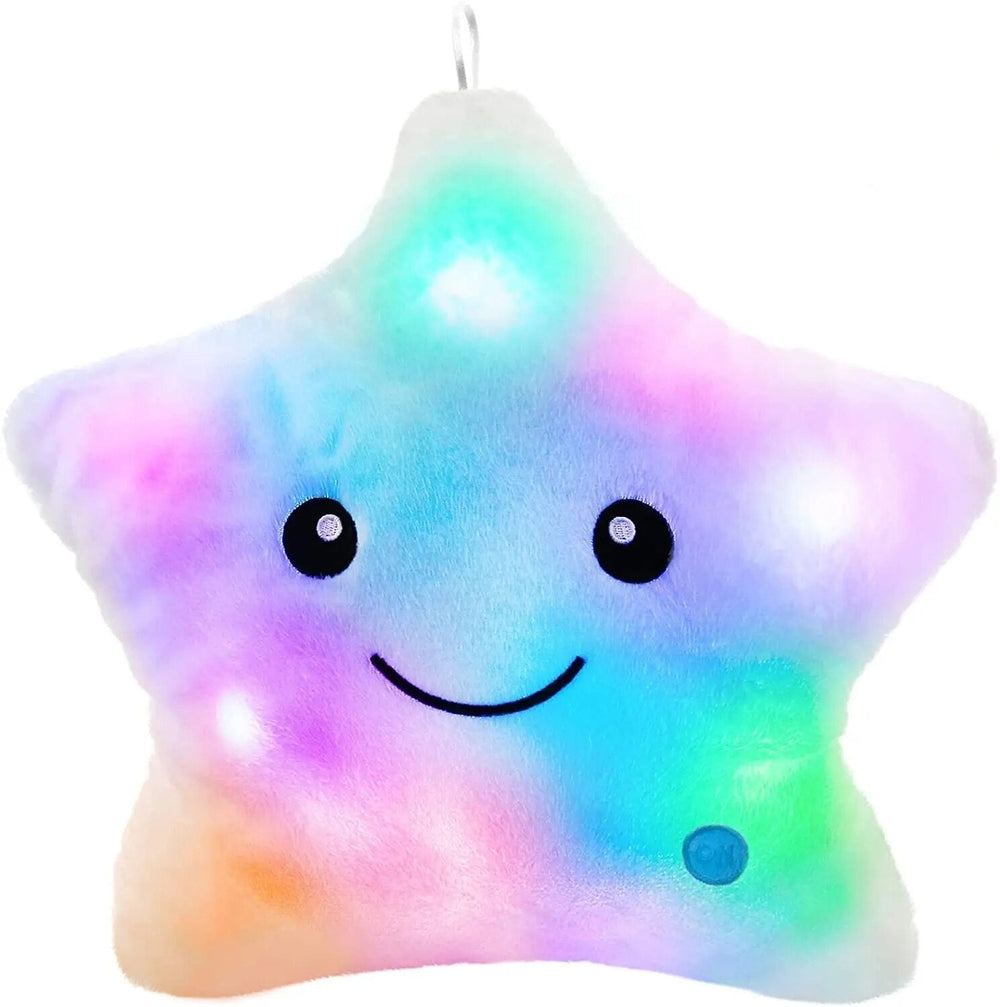 Light-up star cushion – soft plush, calming glow | kids' night light