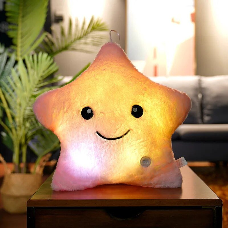 Light-up star cushion – soft plush, calming glow | kids' night light