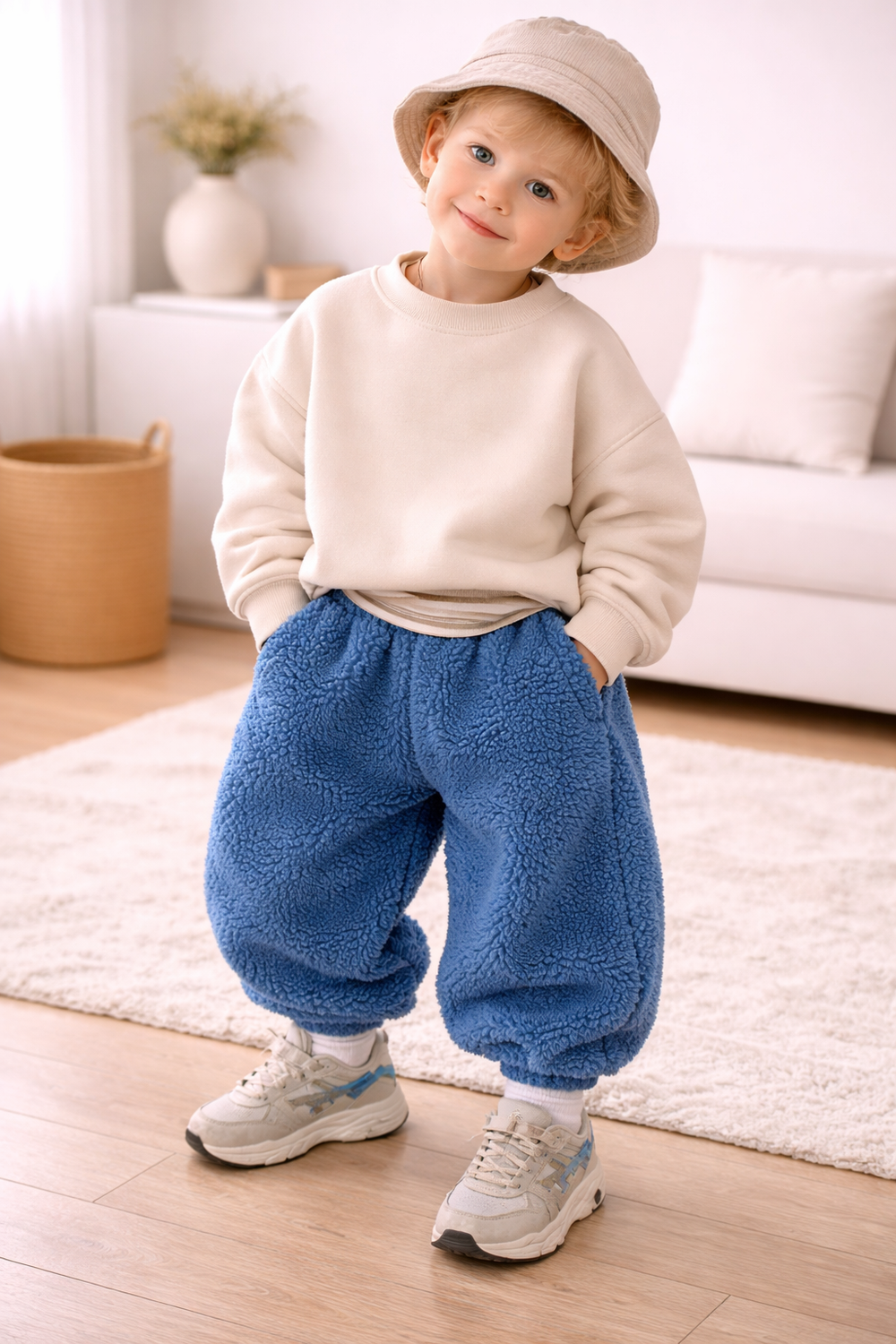 Teddy fleece joggers for kids – warm and stretchy | Toddler jogging bottoms