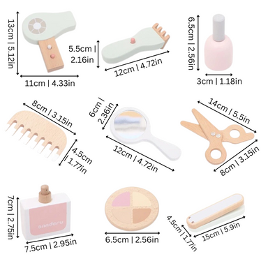 Wooden make-up set with 16 pieces – beauty salon toy for role play | Kids