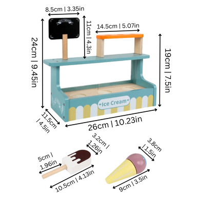 Wooden ice cream playset with magnets – builds fine motor skills, sparks imagination | ages 3+