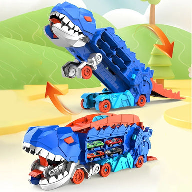 Dino transporter truck with toy cars – storage function, sturdy design | ages 3+