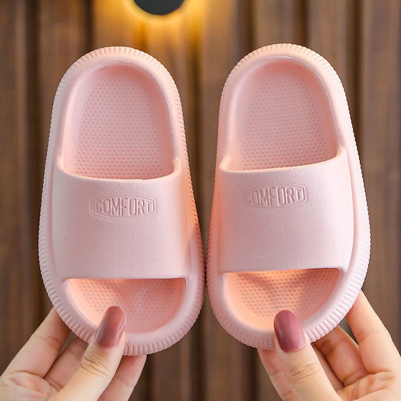 Kids' bath slippers with thick EVA sole – non-slip wave tread, water-resistant | pillow slides