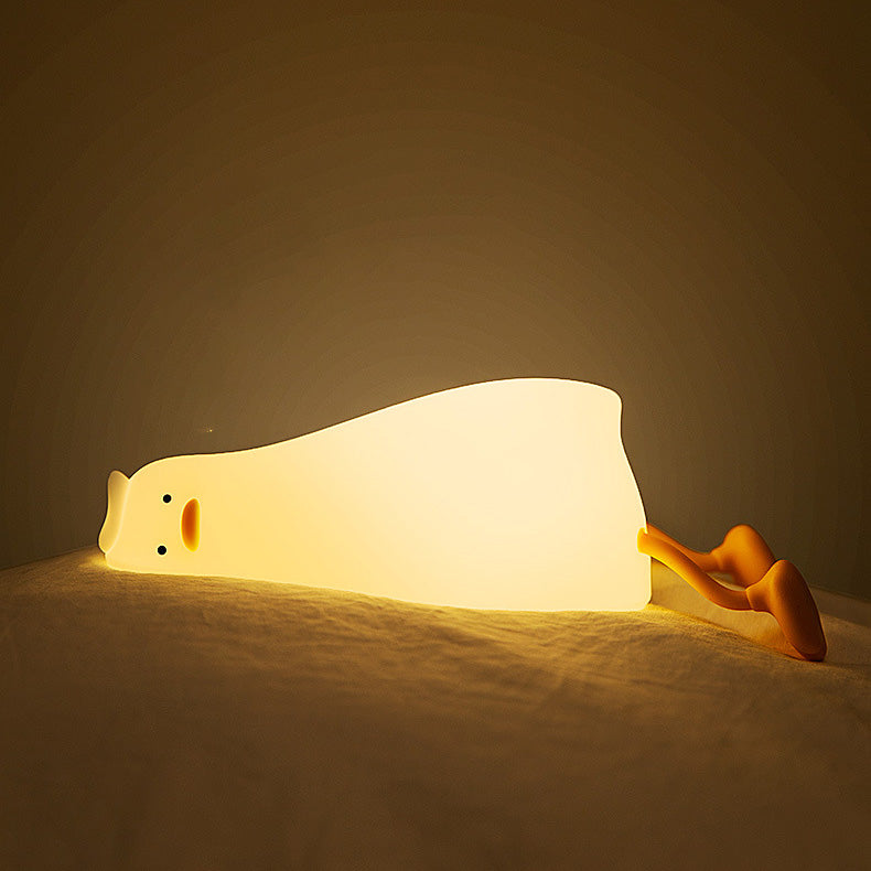 Duck night light with touch control – USB rechargeable, warm light, silicone | nursery LED lamp