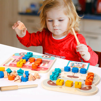 Wooden Montessori screw toy builds motor skills – colour matching, independent play | Toddlers
