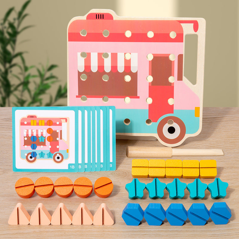 Wooden Montessori screw toy builds motor skills – colour matching, independent play | Toddlers