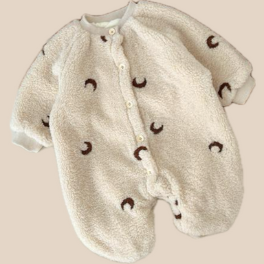 Warm teddy jumpsuit for babies – soft fleece, popper fastening | 0–3 years