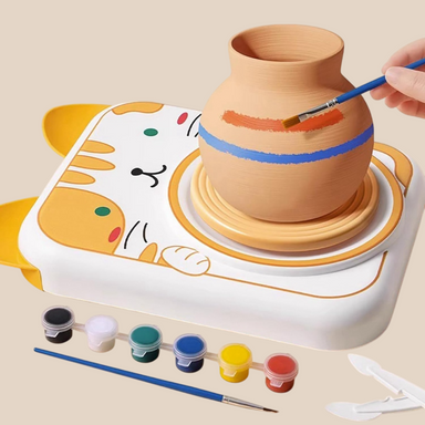 Kids pottery set with spinning wheel – clay, paint & tools | ages 3+