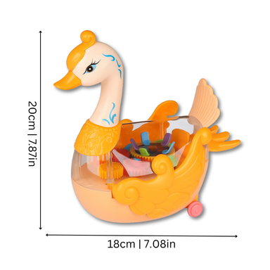 Dancing swan with lights and music – soothing tunes, LED glow | toddler toy
