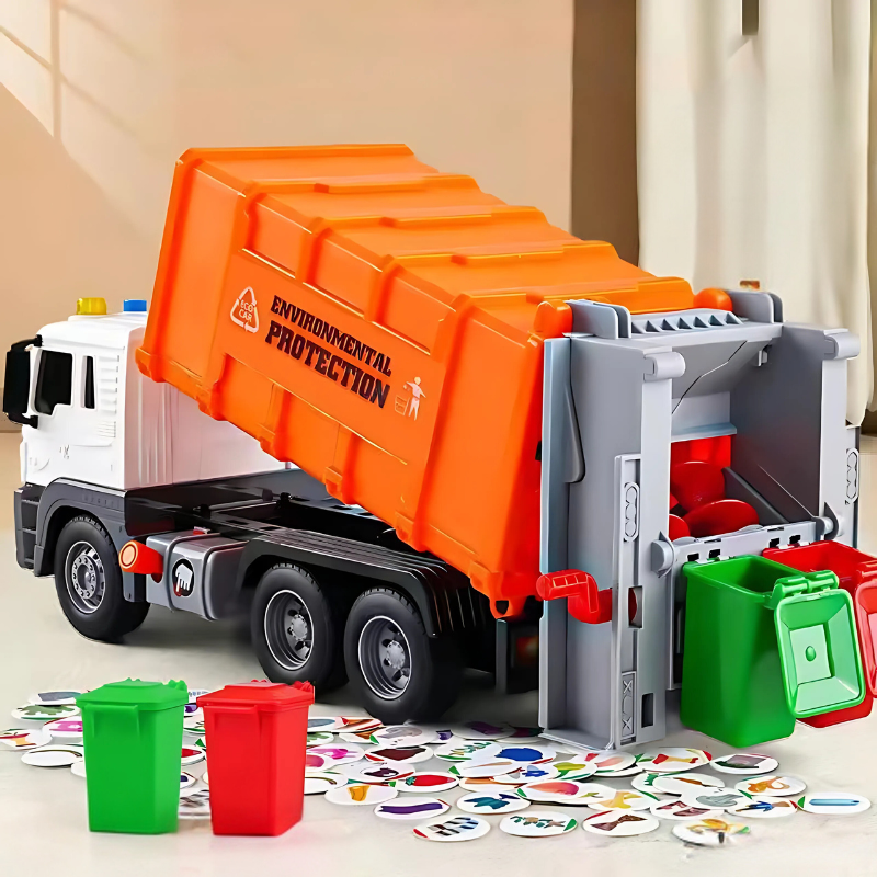 Toy bin lorry with light and sound – moving parts, sturdy design | kids 3+