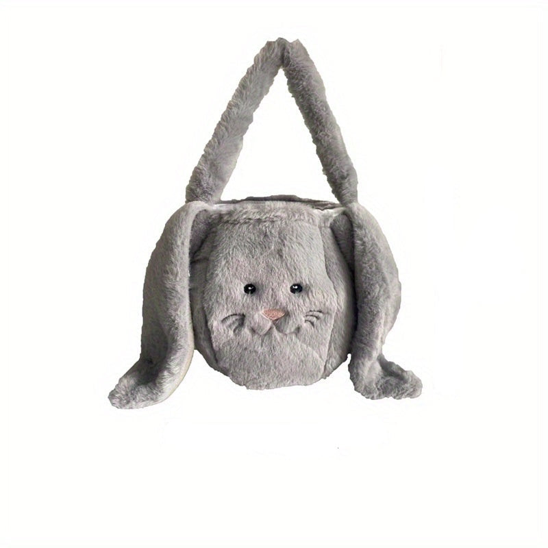 Plush Easter bunny basket with soft handle – perfect for egg hunts | spring decor