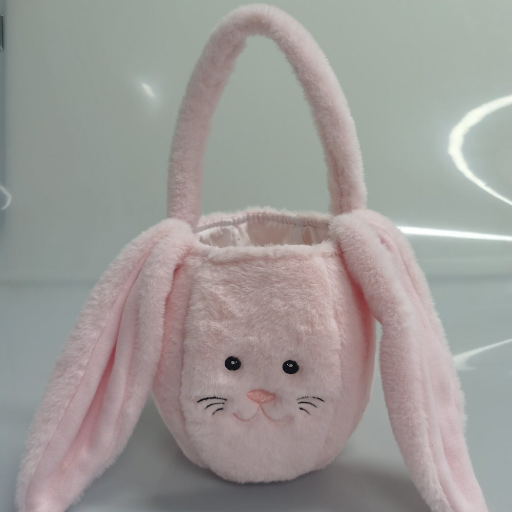 Plush Easter bunny basket with soft handle – perfect for egg hunts | spring decor
