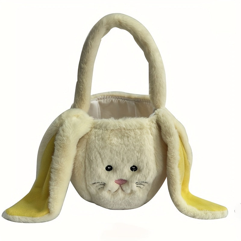 Plush Easter bunny basket with soft handle – perfect for egg hunts | spring decor