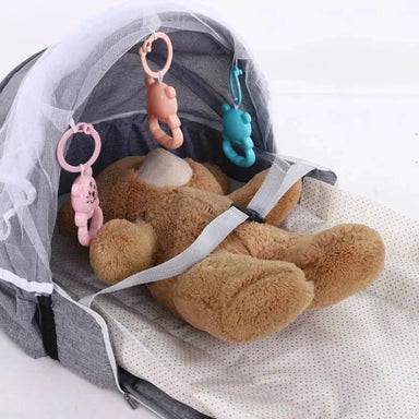 Foldable travel cot with sun canopy – mosquito net, breathable & lightweight | Baby bassinet