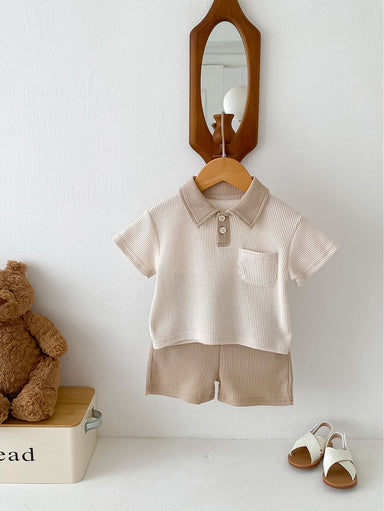 Baby polo outfit with ribbed fabric – soft, unisex, summer-ready | Babywear
