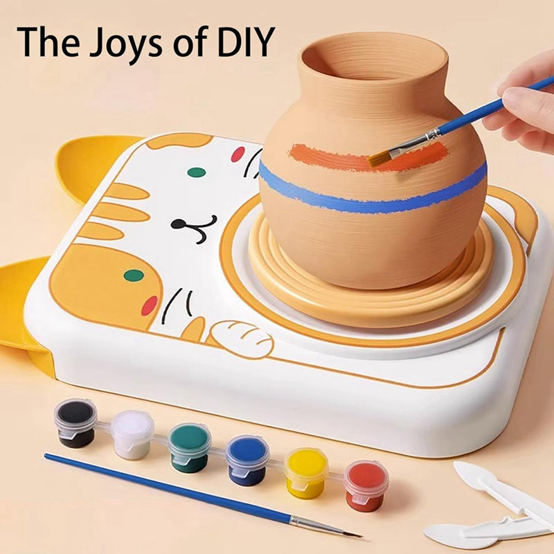 Kids pottery set with spinning wheel – clay, paint & tools | ages 3+