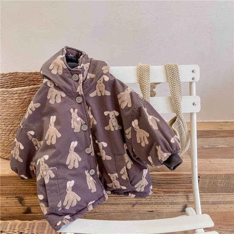 Hooded coat with soft cuddly fabric – warm, breathable, machine washable | kids