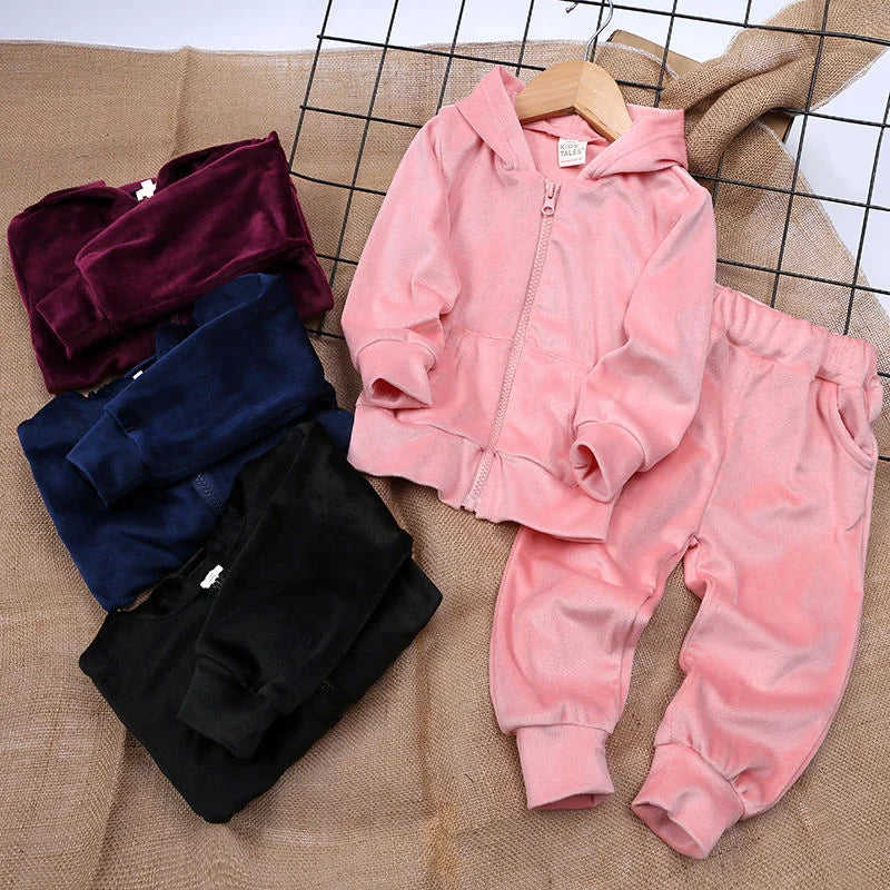 Velvet tracksuit for kids – soft, warm, flexible fit | unisex outfit set