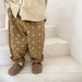 Baggy trousers with floral print – cotton-linen, elastic waist | unisex bloomers