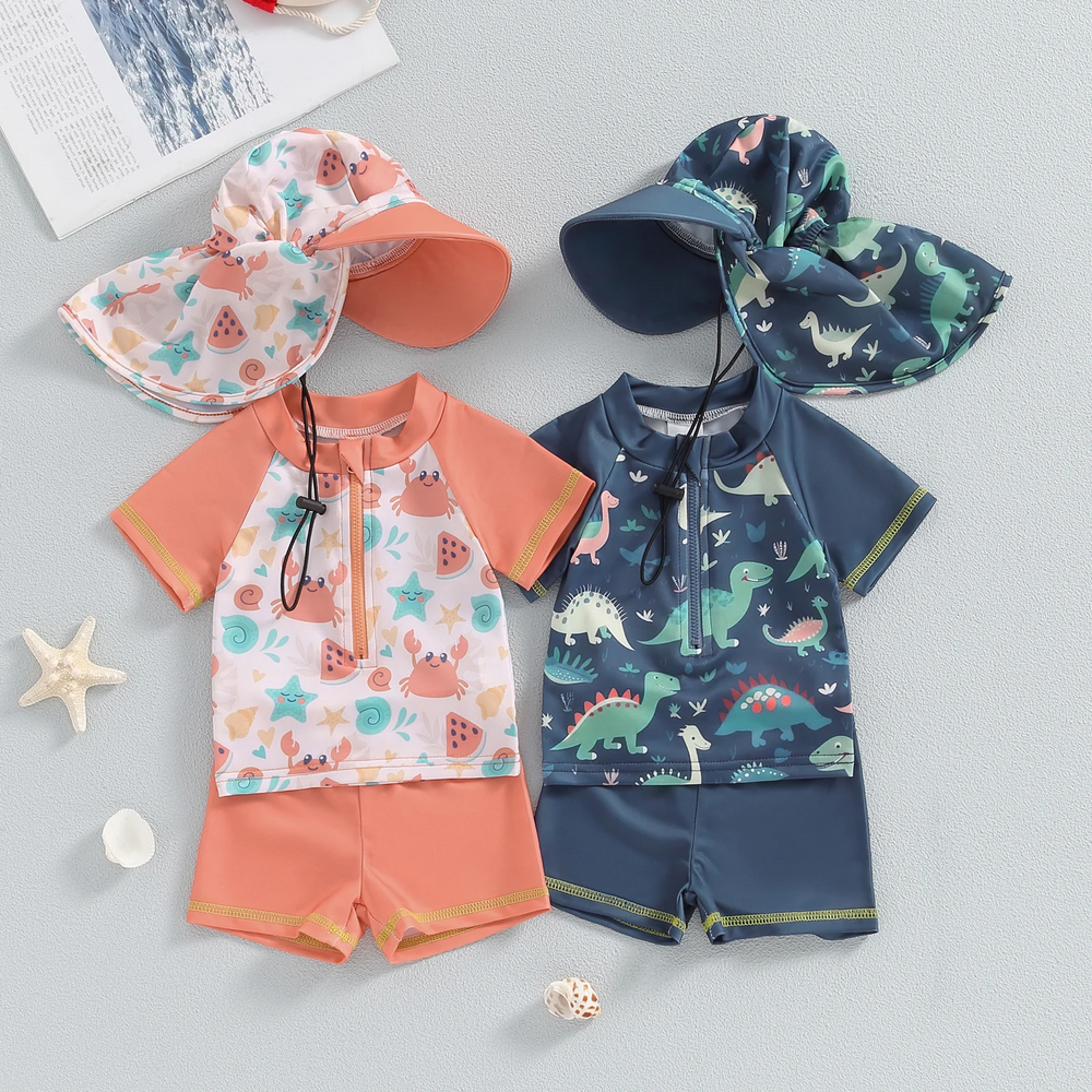 Kids' swim set with UV protection – soft, quick-dry, sun hat | baby swimwear