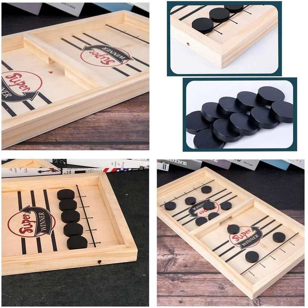 2-in-1 table game combines shuffleboard and football – compact, wooden | Family fun