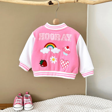 Baseball jacket with ribbed cuffs – soft lining, easy button fastening | kids outerwear