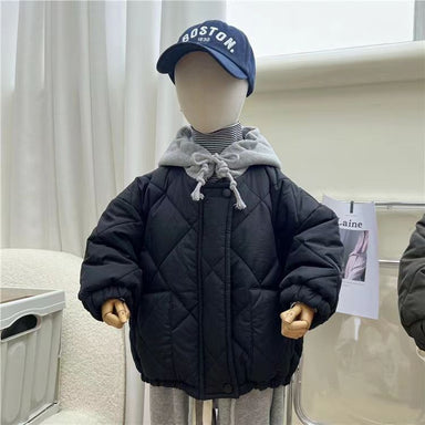 Quilted hoodie jacket with warm soft lining – hood, elastic cuffs | unisex winter coat