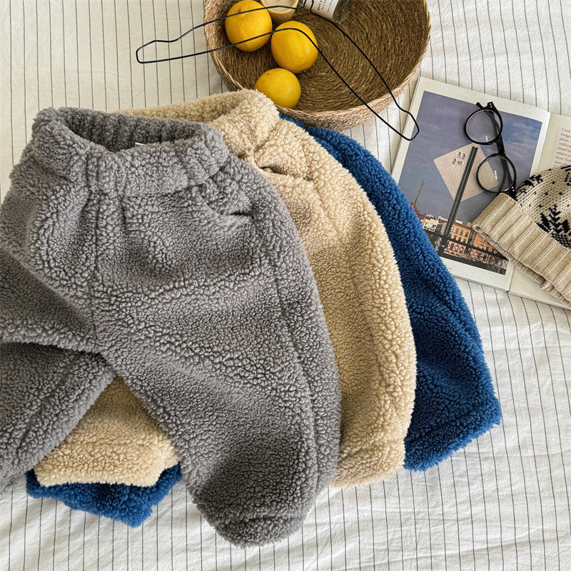 Teddy fleece joggers for kids – warm and stretchy | Toddler jogging bottoms
