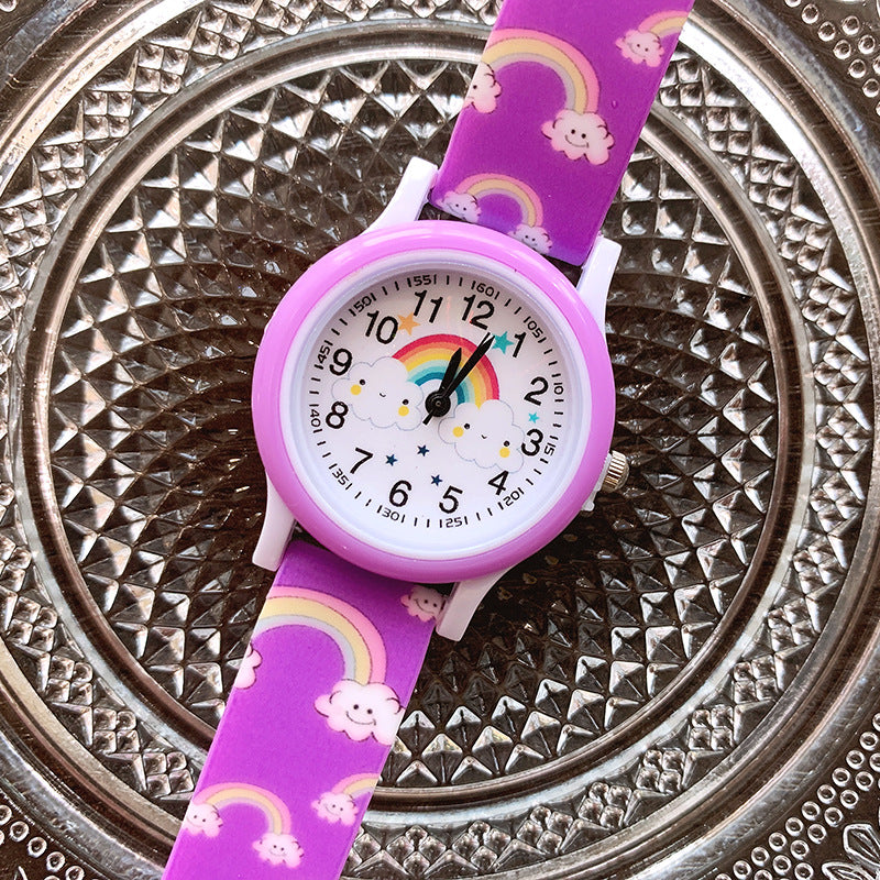 Children's watch rainbow design – learn to tell time, soft strap | ages 3+