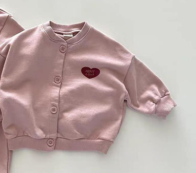 Baby cardigan with heart detail – soft cotton, button fastening | Unisex baby clothing