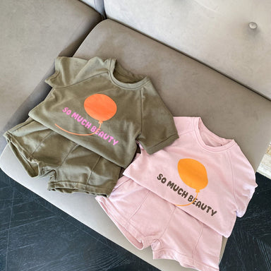 Kids' summer set with sun print – soft cotton, elastic waistband | Boys & girls
